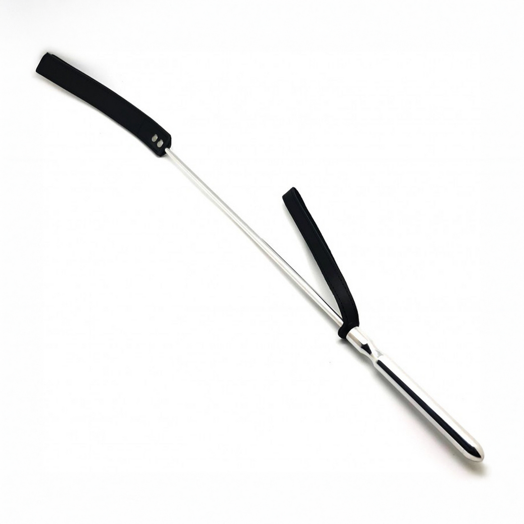 Whip - Metaal en Leer - 70,5 cm - Zwart/Zilver