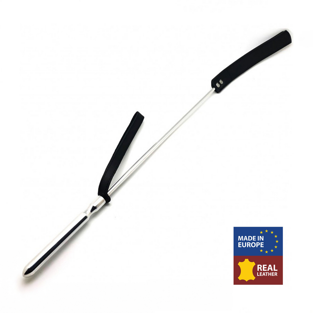 Whip - Metaal en Leer - 70,5 cm - Zwart/Zilver
