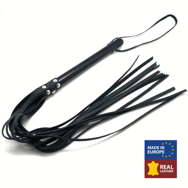 Houten Martinet met Leren Touwen - 78 cm - Zwart