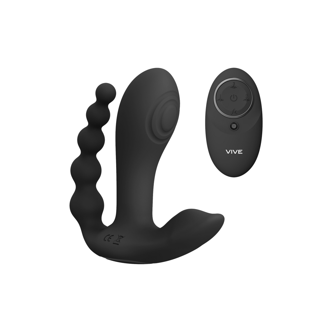 VIVE - Kata - Pulse Wave Vibrerende Dubbele Penetratie Vibrator - Zwart